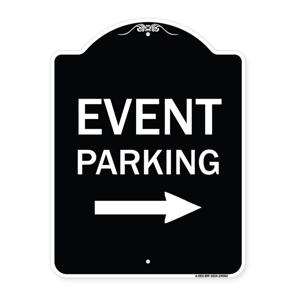 Signmission Event Parking W/ Left Right Arrow Heavy-Gauge Aluminum Architectural Sign, 24" x 18", BW-1824-24062 A-DES-BW-1824-24062 - main